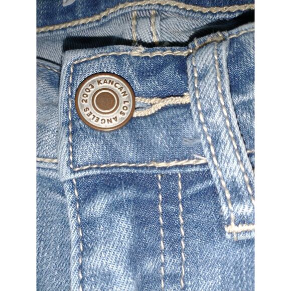 Kancan Women's "Cassandra" Mid Rise Super Skinny Frayed Distressed Sz 23 Raw Hem - Picture 11 of 13